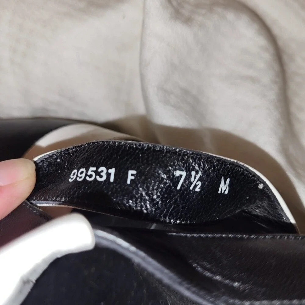 Vintage Karl Lagerfeld Black and White Strappy Slingback Heels - 7.5